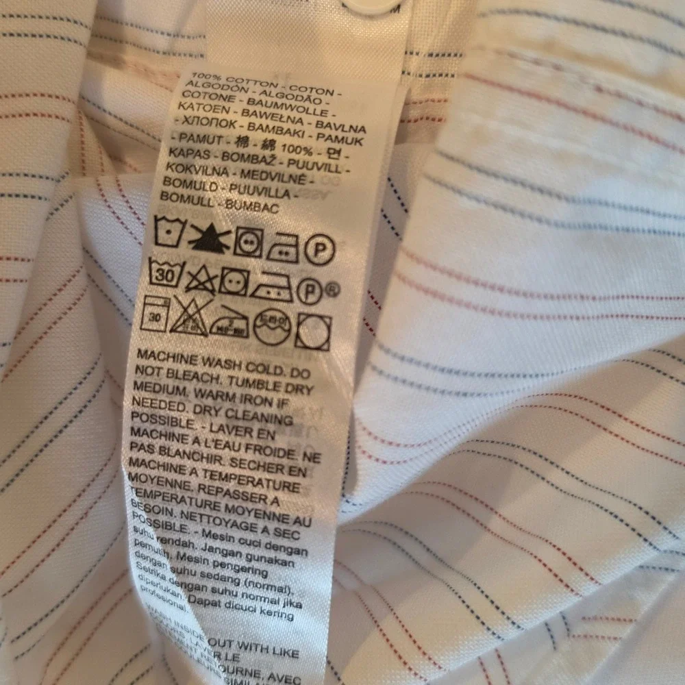 Levis Men's Short Sleeve Button Down Shirt White Striped Cotton 2XL